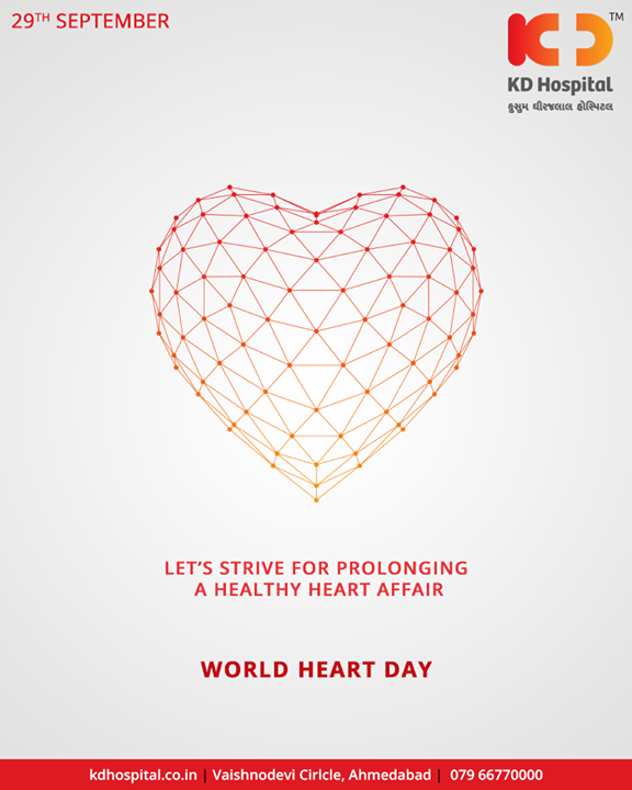Let's strive for prolonging a healthy heart affair!

#WorldHeartDay #HeartDay #WorldHeartDay18 #HealthyHeart #KDHospital #Ahmedabad #Healthcare #HealthyLifestyle #GoodHealth