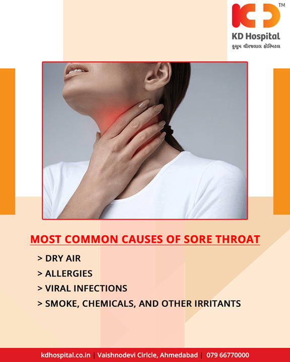 A sore throat is a painful, dry, or scratchy feeling in the throat. Most sore throats are caused by infections, or by environmental factors like dry air.

#KDHospital #GoodHealth #Ahmedabad #Gujarat #India