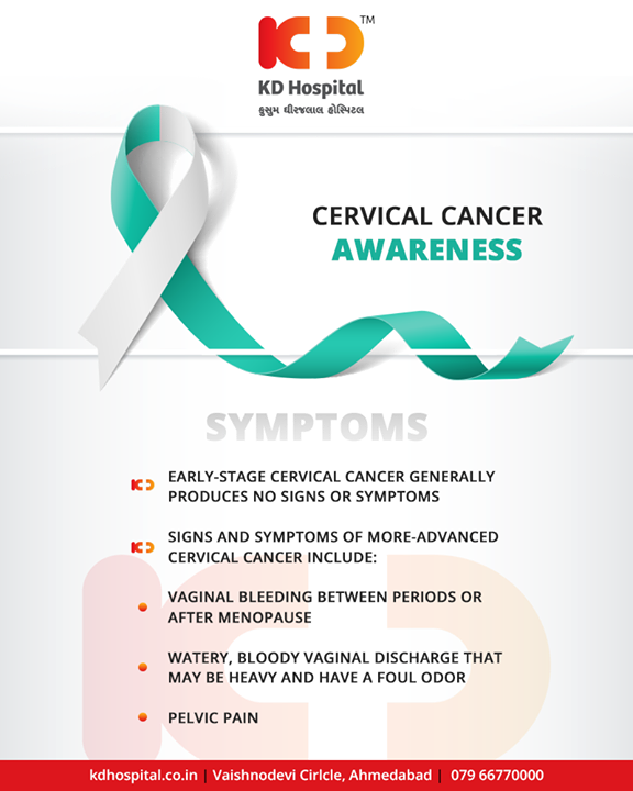 Keep a check for these symptoms & get yourself tested! 

#CervicalCancer #KDHospital #GoodHealth #Ahmedabad #Gujarat #India