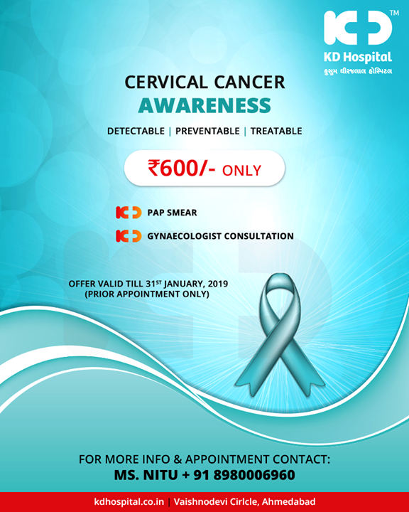 The best prevention is detection, get yourself tested for Cervical cancer! 

#CervicalCancer #KDHospital #GoodHealth #Ahmedabad #Gujarat #India