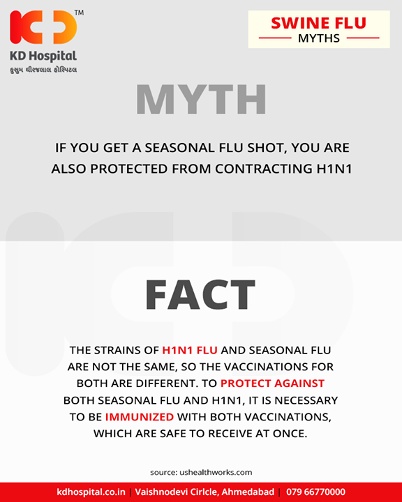 Don’t surround yourself with myths on swine flu! 

#SwineFlu #KDHospital #GoodHealth #Ahmedabad #Gujarat #India