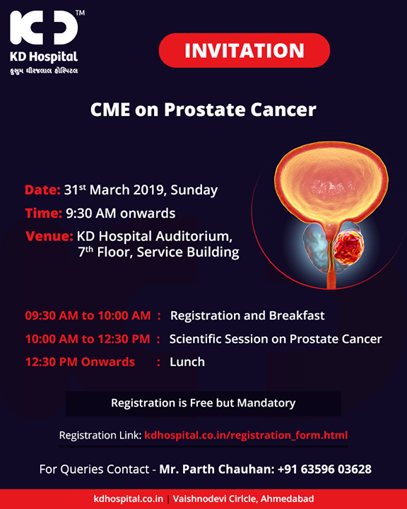 Know everything about Prostate Cancer from KD Hospital experts.

Registration is free but mandatory to attend the session.
For registration, click -https://kdhospital.co.in/registration_form.html

#KDHospital #GoodHealth #Ahmedabad #Gujarat #India