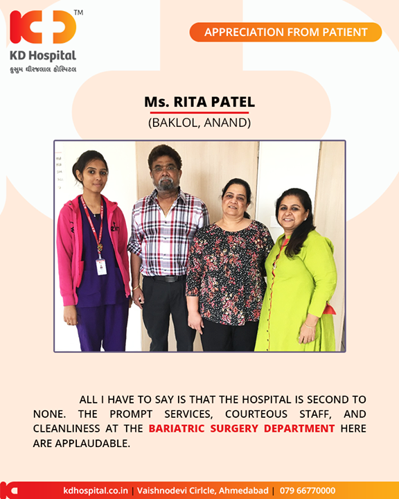It feels great to receive such positive & heart-warming appreciation from our patients!

#KDHospital #GoodHealth #Ahmedabad #Gujarat #India #Appreciation