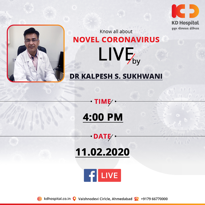 Clear your all doubts and myths of 2019 Novel Coronavirus live by Dr. Kalpesh Sukhwani

For appointment call: +91 79 6677 0000

#KDHospital #goodhealth #health #wellness #fitness #healthy #healthiswealth #wealth #healthyliving #joy #patientscare #Ahmedabad #Gujarat #India