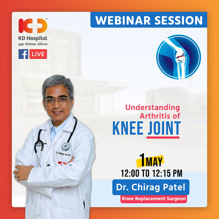 Dr Chirag Patel, Knee Replacement Surgeon at KD Hospital, will be available for a FB live webinar and talk about “Understanding Arthritis of Knee Joint” on 1st May, 2020 at 12:00 noon.

#CoronaVirus #CoronaAlert #StayAware #StaySafe #pandemic #caronavirusoutbreak #Quarantined #QuarantineAndChill #coronapocalypse #KDHospital #goodhealth #health #wellness #fitness #healthiswealth #healthyliving #patientscare #Ahmedabad #Gujarat #India