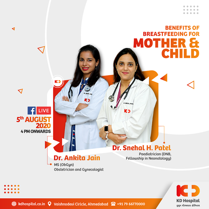 :: Gentle reminder ::

Do not miss out on a very insightful session on 'Benefits of Breastfeeding on Mother & Child' today 4 PM onwards!

#KDHospital #BreastfeedingWeek #Breastfeeding #BreastfeedingWeek2020 #Motherhood #goodhealth #health #wellness #fitness #healthiswealth #healthyliving #patientscare #Ahmedabad #Gujarat #India