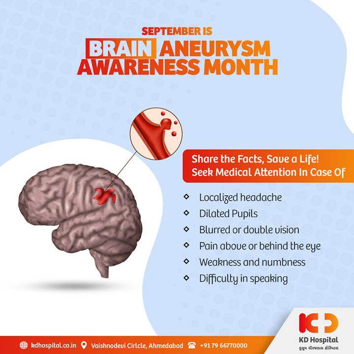 A sudden, severe headache could be nothing or could be a sign of brain aneurysm, following bleeding into the brain. September is the month of 