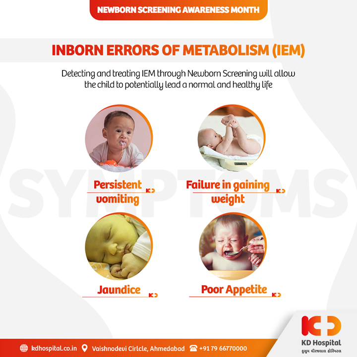 Screening and diagnosing for Inborn Errors of Metabolism (IEM) in newborns is critical not only to treat them but also to counsel the newborns for other genetic diseases. This September, let's raise awareness for early screening of newborns to make their lives better. 

#NewBornScreeningMonth #NewBornScreening #NewBorn #KDHospital #HospitalAhmedabad #GoodHealth #Health #Wellness #Fitness #HealthisWealth #HealthyLiving #PatientsCare #WeCare #Ahmedabad #Gujarat #India