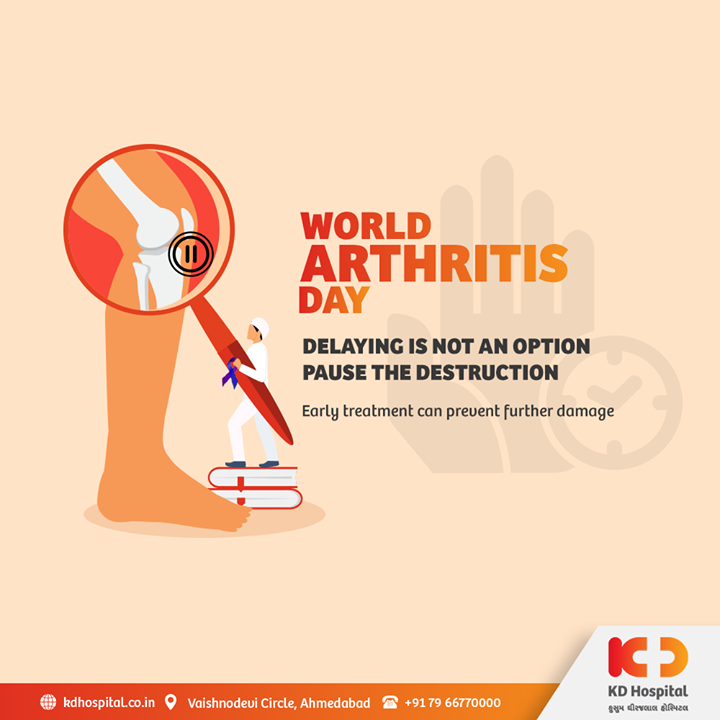 Arthritis is inflammation of your joints which limits the movement and causes joint pain chronically. Delaying the consultation and treatment would only cause more irreversible damage to your joints. Raise awareness and let your loved one know it requires early intervention. 

#KDHospital #WorldArthritisDay #Arthritis #ArthritisRelief #ArthritisAwareness #OsteoArthritis #RheumatoidArthritis #goodhealth #healthiswealth #healthyliving #patientscare #StayAware #StaySafe #Doctors #DoctorsOfInstagram #Diagnosis #Therapeutics #socialmediamarketing #digitalmarketing #pandemic #Ahmedabad #Gujarat #India