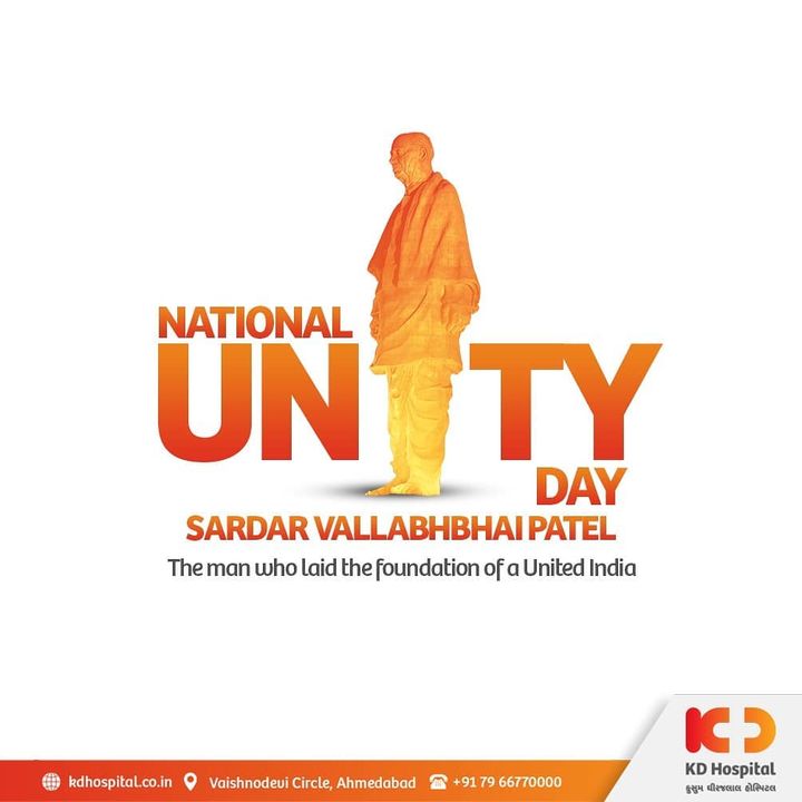 KD Hospital conveys earnest salutation to Iron Man of India, Sardar Vallabhbhai Patel on his 145th Birth Anniversary. 

#KDHospital #NationalUnityDay #RashtriyaEktaDiwas #UnityDay2020 #SardarPatel #SardarVallabhbhaiPatel #DoctorsOfInstagram #Diagnosis #Therapeutics #goodhealth #pandemic #socialmedia #socialmediamarketing #digitalmarketing #wellness #wellnessthatworks #Ahmedabad #Gujarat #India