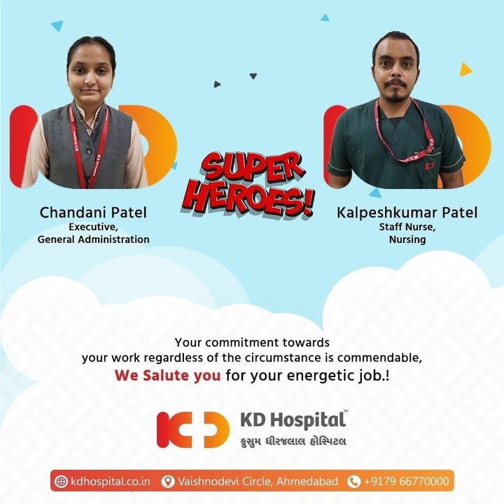 We admire your hard work which is assuring a compassionate Patient Care Environment. KD Hospital deems your worth among the organization. 

#KDHospital #EmployeeWellness #EmployeeAppreciation #DoctorsOfInstagram #Diagnosis #Therapeutics #goodhealth #pandemic #socialmedia #socialmediamarketing #digitalmarketing #wellness #wellnessthatworks #Ahmedabad #Gujarat #India