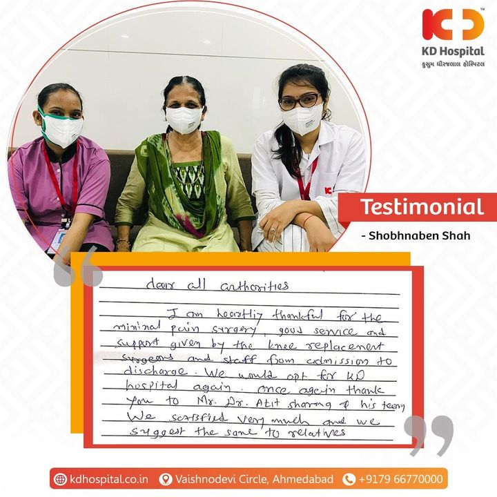 We are grateful to Mr. Jayesh (relative of the patient Shobhnaben Shah) for taking time out to recommend us as a hospital providing the best in class patient care services.
#KDHospital #Compassion #Doctors #DoctorsOfInstagram #Diagnosis #Therapeutics #goodhealth #patienttestimonial #patient #testimonial #testimony #soical #socialmediamarketing #digitalmarketing #wellness #wellnessthatworks #Ahmedabad #Gujarat #India