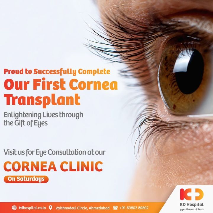KD Hospital is proud to announce its 1st ever Cornea Transplant and will continue to scale new heights in the near future.

#KDHospital #firsttransplant #helpinghands #opthalmologist #cornealtransplant #corneatransplant #organtransplant #transplant #organdonation #eyedonation #NABHHospital #QualityCare #hospitals #doctors #healthcare #covid #CovidVaccine #medical #health #hospital #nurses #medicine #coronavirus #staysafe #physicians #surgery #wellnessthatworks #Ahmedabad #Gujarat #India