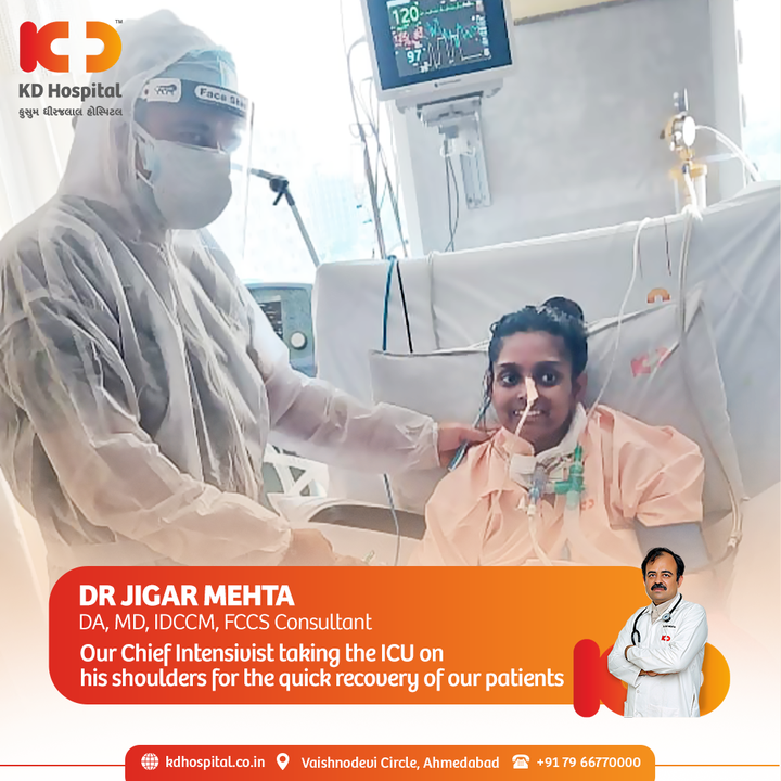 Our Chief Intensivist and ICU Head Dr Jigar Mehta working day and night to help our ICU patients get back on their feet and breathe a normal life.

#KDHospital #Care #PatientCare #PatientFirst #Compassion #Safety #PatientSafety #SafetyComesFirst #SafetyFirst #SafetyMeasures #Diagnosis #Therapeutics #Awareness #wellness #goodhealth #wellnessthatworks #Nursing #NABHHospital #QualityCare #hospitals #doctors #healthcare #medical #health #physicians #surgery #surgeon #Ahmedabad #Gujarat #India