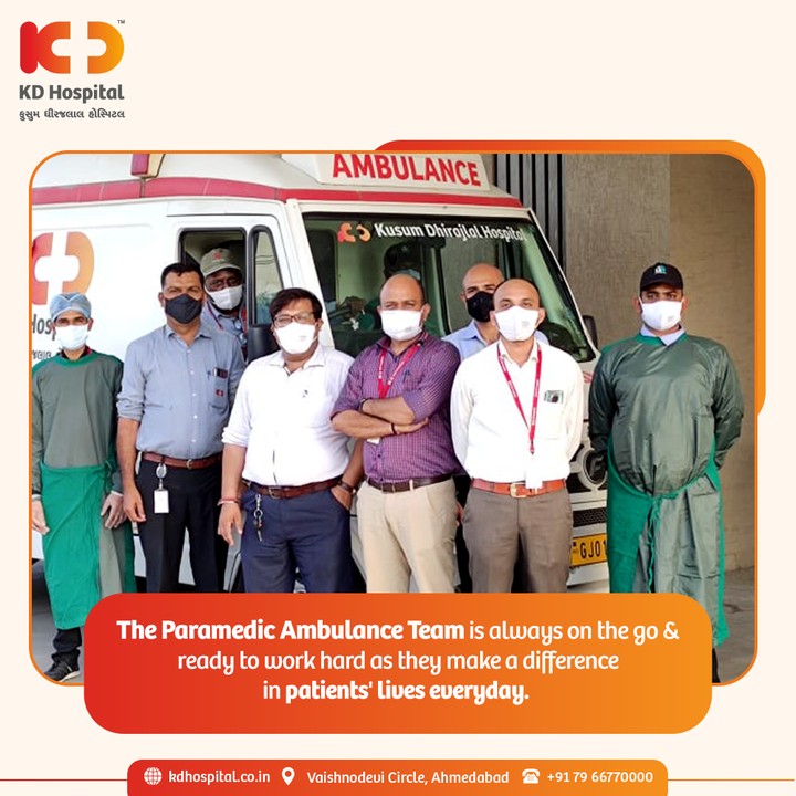 KD Hospital's Ambulance Team is standing steady and strong to set foot in the right direction for our Covid 19 patients and provide care while on the move.

#KDHospital #Care #PatientCare #PatientFirst #Ramzan #Ramadan #Compassion #Safety #PatientSafety #SafetyComesFirst #SafetyFirst #SafetyMeasures #Diagnosis #Therapeutics #Awareness #wellness #goodhealth #wellnessthatworks #Nursing #NABHHospital #QualityCare #hospitals #doctors #healthcare #medical #health #physicians #Ahmedabad #Gujarat #India