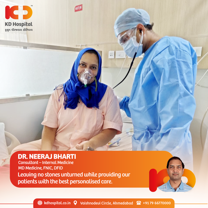 Our Internal Medicine Expert, Dr. Neeraj Bharti providing comprehensive & personalised care to our Covid 19 patients and helping them recover through these tough times.

#KDHospital #Care #PatientCare #PatientFirst #Compassion #Safety #PatientSafety #SafetyComesFirst #SafetyFirst #SafetyMeasures #Diagnosis #Therapeutics #Awareness #wellness #goodhealth #wellnessthatworks #Nursing #NABHHospital #QualityCare #hospitals #doctors #healthcare #medical #health #physicians #surgery #surgeon #Ahmedabad #Gujarat #India