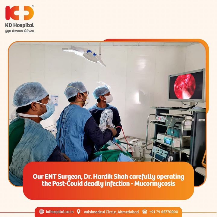 With an ongoing second wave of COVID-19, comes a risk of developing mucormycosis, also commonly known as Black Fungus. KD Hospital's ENT Surgeon Dr Hardik Shah is in action treating every patient developing these symptoms.

#KDHospital #Mucormycosis #Mucormycetes #FungalDisease #ENT #ENTSpecialist #BlackFungus #Compassion #Safety #PatientSafety #SafetyFirst #SafetyMeasures #Diagnosis #Therapeutics #Awareness #wellness #goodhealth #wellnessthatworks #Nusring #NABHHospital #QualityCare #doctors #healthcare #health #physicians #surgery #surgeon #Ahmedabad #Gujarat #India