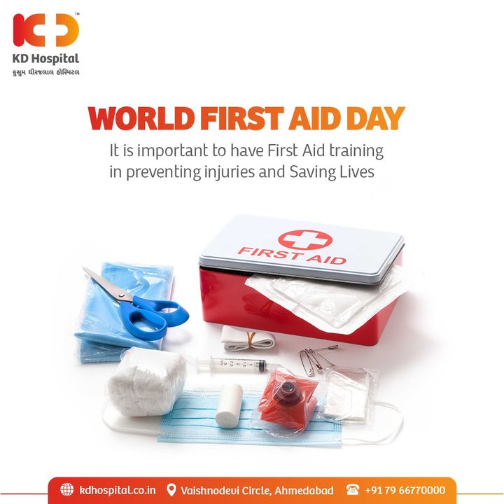 Emergencies require quick treatments to minimize the damage. It is hence necessary to promote the importance of first aid training in preventing injuries and saving lives. 

#KDHospital #WorldFirstAidDay #FirstAid #FirstAidDay #FirstAidTraining #SaveLives #Doctors #Diagnosis #Therapeutics #goodhealth #soical #socialmediamarketing #digitalmarketing #wellness #wellnessthatworks #Ahmedabad #Gujarat