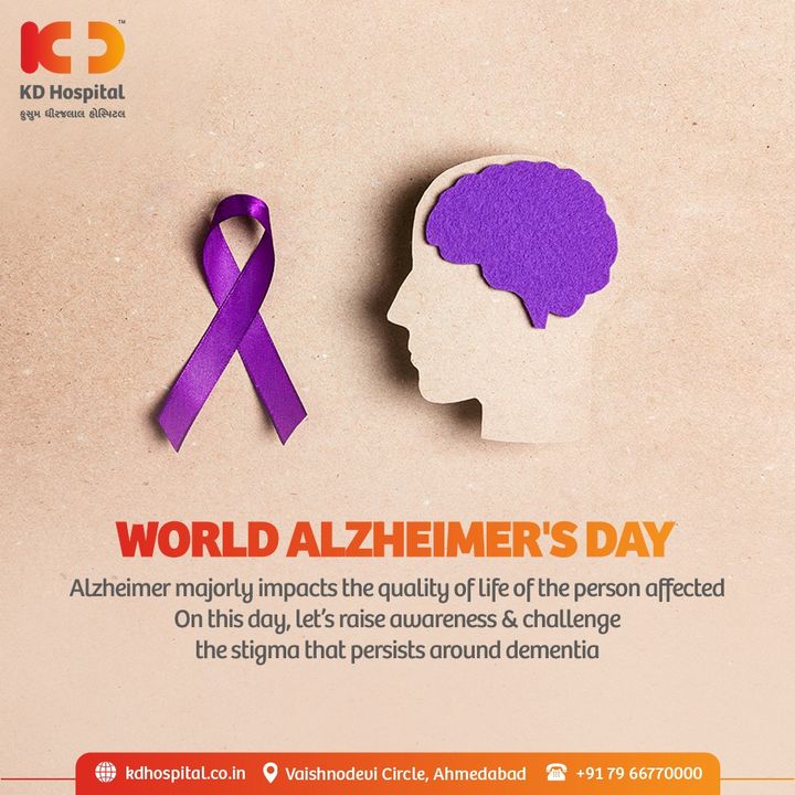 Due to the stigma & lack of awareness, over 90% of dementia cases remain undiagnosed in India. It's high time that we give attention to this terrifying disease called Alzheimer's Disease & spread awareness about early signs and symptoms of dementia.

#KDHospital #WorldAlzheimersDay #Alzheimer #AlzheimerAwareness #Dementia #Doctors #Diagnosis #Therapeutics #goodhealth #soical #socialmediamarketing #digitalmarketing #wellness #wellnessthatworks #Ahmedabad #Gujarat
