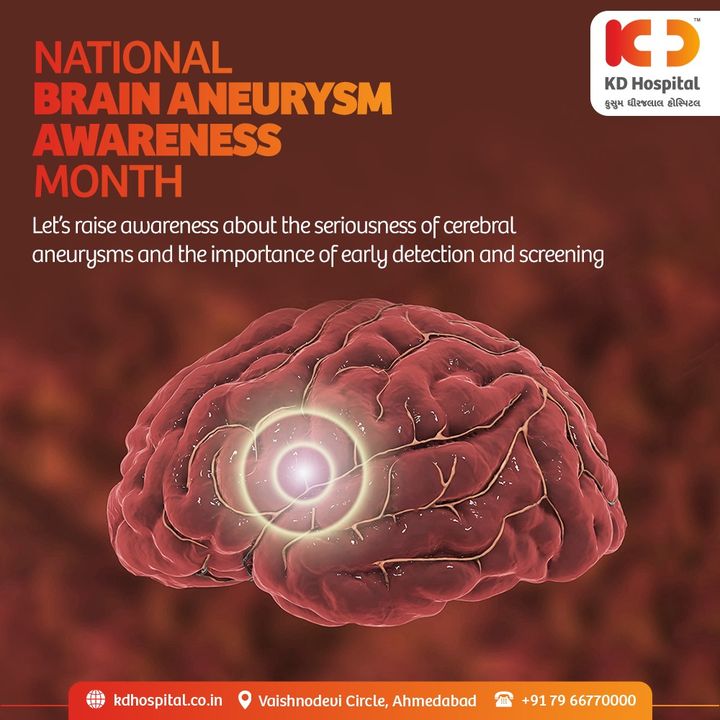 September is National Brain Aneurysm Awareness Month.
This event is conducted to promote early detection of brain aneurysms by providing knowledge and raising awareness of the signs, symptoms & risk factors.

#KDHospital #Aneurysm #BrainAneurysm #BrainAneurysmAwareness #EarlyDetection #Doctors #Diagnosis #Therapeutics #goodhealth #soical #socialmediamarketing #digitalmarketing #wellness #wellnessthatworks #Ahmedabad #Gujarat