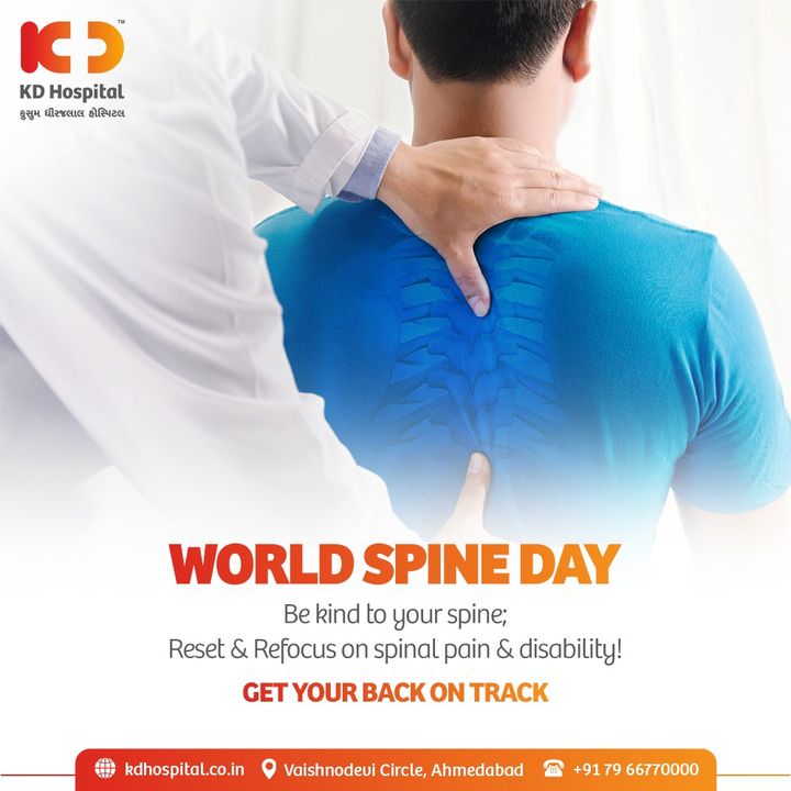 Track your back with KD Hospital.
If you have any warning signs Call Now +91 7966770000 to book an appointment.
This  #WorldSpineDay with its theme 'Back to Back' urges us to take good care of our spine health.

#KDHospital  #SpineDay #worldspineday2021 #Back2Back #spinalcordinjury #spinedoctor  #scoliosis #backcare #brain #healthyspine #loveyourspine  #pain #painfree #spine #backpain #posture #mobility #neckpain #back #painrelief #spinalcord  #spinetreatments #spinehealth #Ahmedabad #Gujarat #India