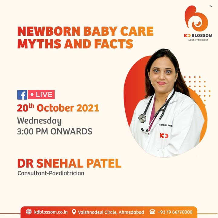 A session on “Newborn babycare Myths & Facts” shall be held on October 20th from 03:00 PM onwards by Dr Snehal Patel.
Stay tuned!

Join the session on our official Facebook page at
https://www.facebook.com/KDHospitalOfficial/

#KDHospital  #KDBlossom #parents #parenting #dad #parenthood #mother #children #newborn #babyboy #babygirl #newmom #newbaby #maternity #newbornbaby #infant #newbornposing #goodhealth #MultiSpecialtyHospital #DoctorsOfInstagram #Diagnosis #Therapeutics #goodhealth #FacebookLive #pandemic #wellness #wellnessthatworks #Ahmedabad #Gujarat #India