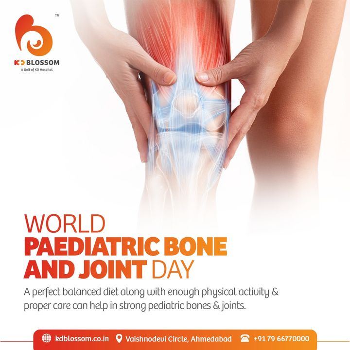 This #WorldPaediatricBoneandJointday lets spread awareness about children’s musculoskeletal health issues. Get your child’s bone health assessment done. To book an appointment Call Now: +91 79 6677 0000.

#KDHospital #KDBlossom #WorldPBJDay #PaediatricHealth  #Joints #Bone #Bones #nutrition  #paediatrician #paediatrics #doctor #pediatrician #pediatrics #health #medicine #healthcare #baby #medical  #physician #travel #healthychildren #newparents #paediatric  #exercise  #wellness #wellnessthatworks #Ahmedabad #Gujarat #India