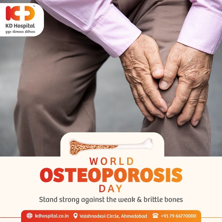 Osteoporosis can disable and limit your physical activities. A delay in treatment can lead to severe consequences.
Understand the importance of healthy bone; stand against weak and brittle bones with proper healthcare.

#KDHospital  #WorldOsteoporosisDay #Osteoporosis #bones 
 #bonehealth #health #thebackofosteoporosis #calcium   #osteoporosisawareness #osteoporosisprevention #vitamind #strongbones #Ahmedabad #Gujarat #India
