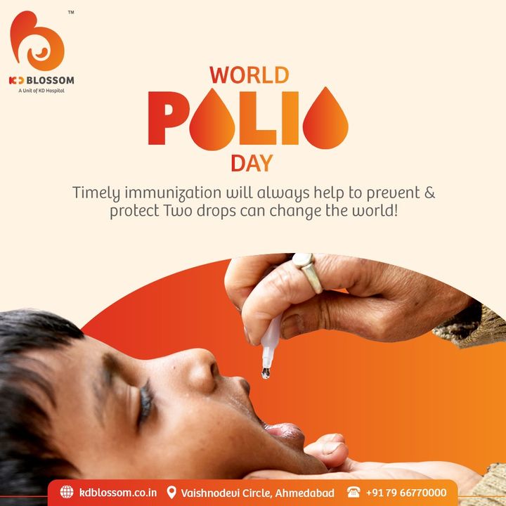 Lifelong paralysis is very serious & Polio is a fatal disease that can cause paralysis. Ensure giving two precious drops to the little ones that can change the world!

#KDHospital #KDBlossom #PaediatricHealth  #WorldPolioDay #PolioDay #Polio #medicine #surgery #nurse #doctor  #health #healthcare #baby #medical #physician #travel #healthychildren #newparents #paediatric #exercise #wellness #wellnessthatworks #Ahmedabad #Gujarat #India