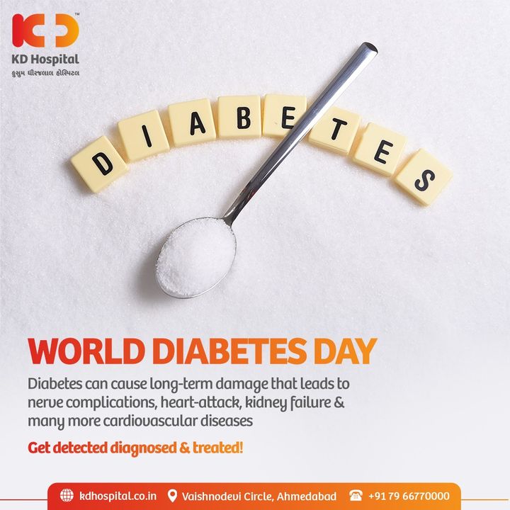 Diabetes is dangerous as it can cause long-term hazardous complications for health. Ensure proper treatment & diagnosis at the right time.It's possible to live a normal life with well-controlled diabetes.

#KDHospital #WorldDiabetesDay #Diabetes  #type1diabetes #diabetic #typeonediabetes #insulin #health #DiabetesAwarenessMonth #diabetescare #diabetesdiet #diabetesawareness #diabetesprevention #diabeteseducation #diabetesmanagement #highbloodsugar #diabeteslife #type2diabetes #Sugar #Ahmedabad #Gujarat #India