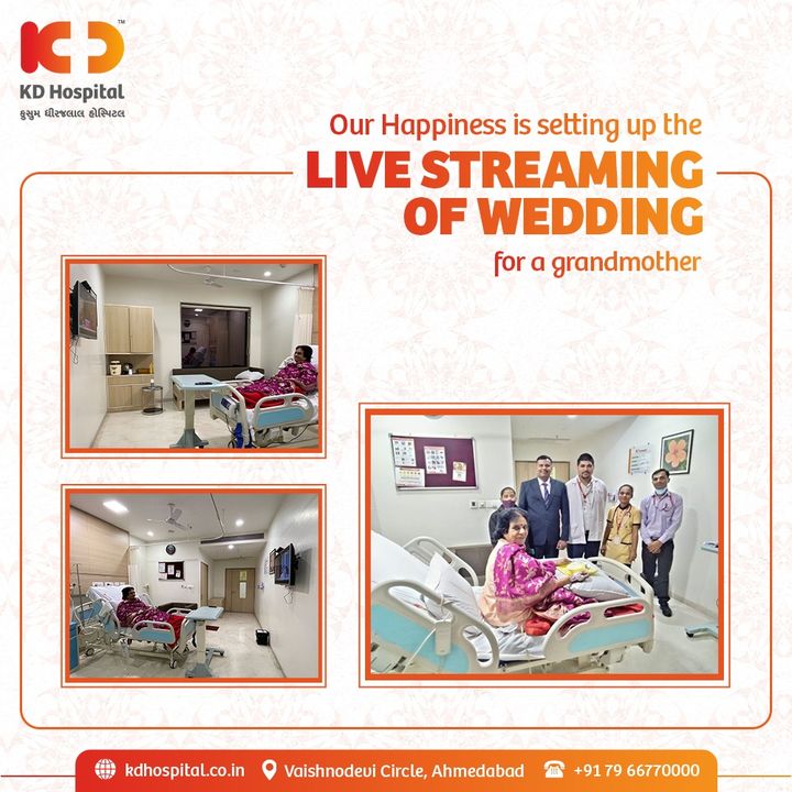 KD Hospital's  Happiness equals you staying connected with your world 💕
We ensured our patient Smt. Kokilaben Pandit as a grandmother doesn't miss her moment of witnessing her granddaughter's marriage while admitted with us.

#KDHospital #TeamWork #Doctors #Frontliners #Compassion #Safety #PatientSafety #Diagnosis #Therapeutics #Awareness #wellness #goodhealth #wellnessthatworks  #healthyliving  #Nusring #NABHHospital #QualityCare #hospitals #healthcare #physicians #surgeon #Ahmedabad #Gujarat #india