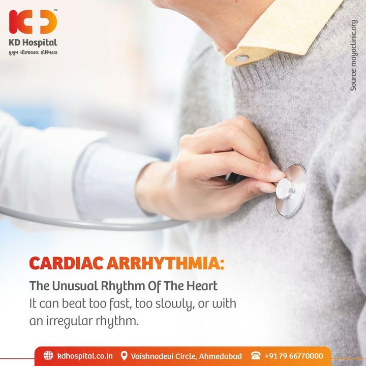 Improper beating of the heart, whether irregular, too fast or too slow is called Cardiac Arrhythmia. While medications are used to control abnormal heart rhythms, ablation procedures can cure some types of arrhythmia completely.

Visit KD Hospital to receive accurate diagnosis and treatment by the experts.

#KDHospital #CardiacArrhythmia #Heart #HeartCare #rhythm #stressfreelife #intakeofdrugs #healthylife #mentallyhappy #physicallyfit #doctor #health #healthcare #hospital #doctors #physicalcare #mentalcare #healthylifestyle #medlife #goodhealth #health #fitness #healthyliving #patientscare #Ahmedabad #trendinginahmedabad #yourstomake