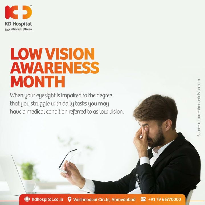 Resume your favourite activities back to normal by acting at the right time. Get in touch with our Ophthalmology department at KD Hospital Today and Cure your eye sight!

For appointments call us on +91 8980280802.

#KDHospital #LowVisionAwarenessMonth #LowVision #HealthyEye #Doctors #Safety #Ophthalmology #eyecheckup #cataract #vision #eyecare #eyedoctor #eyes #eyespecialist #glasses #eyeclinic #eyehealth #health #cataractsurgery #wellness #goodhealth #wellnessthatworks #Nusring #NABHHospital #QualityCare #hospitals #healthcare #Ahmedabad #Gujarat #India #YoursToMake #trendinginahmedabad
