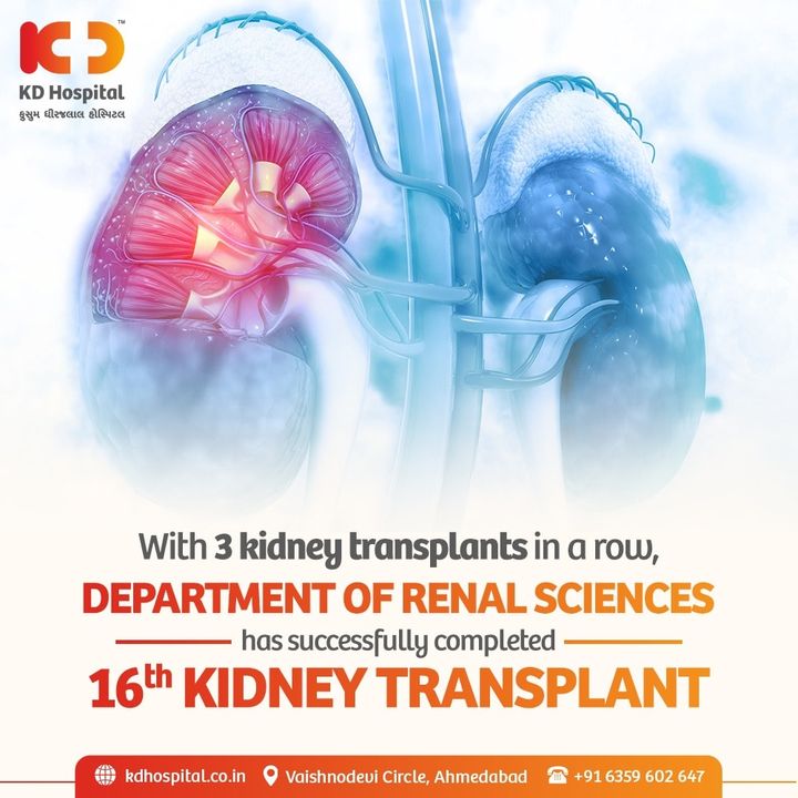 In a unique occurrence, the Department of Renal Sciences at KD Hospital performed three transplant procedures in a row. This marked the 16th successful kidney transplant. Click on the link given below to register yourself as an organ donor.

https://sotto.nic.in/DonorCardRegistration.aspx

#KDHospital #sottogujarat #NOTTO #DonateLife #kidney #KidneyTransplant #KidneyDonor #KidneyDonate #Nephrologist #Urologist #OrganTransplantation #OrganTransplant #OrganDonation #NABHHospital #QualityCare #hospitals #doctors #healthcare #WellnessThatWorks #trendinginahmedabad #wellness #YoursToMake  #Ahmedabad #Gujarat #India