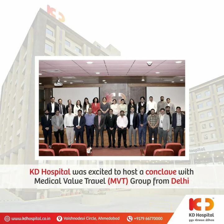 KD Hospital, Ahmedabad hosted a special conclave featuring pillars from the Medical Value Travel (MVT) group, Delhi. This alliance will play a key role in developing a new roadmap for international patients with a common objective of delivering the highest quality healthcare at affordable prices.
It is an instrumental step to reinforce and strengthen global footprints together.

#KDHospital #medicalvaluetravel  #Doctors  #leadership #leader #gratitude #wellness #goodhealth #wellnessthatworks  #safety  #healthandsafety  #health #trendinginahmedabad #wellness #YoursToMake #Ahmedabad #Gujarat #India