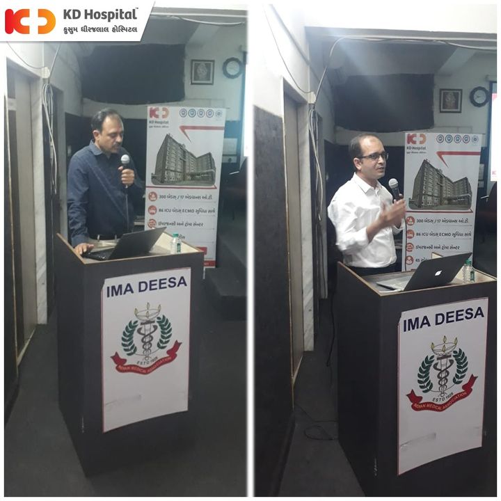 Towards advancing medical education, KD Hospital jointly organised an academic session with IMA Deesa on 11th April'22. Highlighted by Sr experts Dr Sandip Modh (Consultant Neurosurgeon), Dr Jigar Mehta (Chief Intensivist, Critical care) & Dr Amit Shah (Consultant Gastrosurgeon), the event was well-received by members of the medical fraternity. Here's a glimpse of the event.

Dr Parth Desai , Dr. Jigar Mehta ,Dr. Sandip Modh ,Dr Amit Shah
#KDHospital #cme #neurodepartment
#neuro #healthcare #criticalcare #intensivist #icu #brain #neurosurgeon #neurosurgery  #GastroSciences #GastroEnterology #GastroSurgery #trendinginahmedabad #physicians #surgeon #Ahmedabad #Gujarat #India