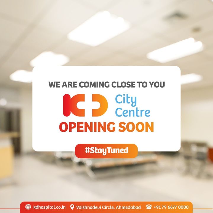 Worry about distance, No More! 
We are coming up with a City Centre to cure all your hazards and to provide you with ultimate health solutions.

#StayTuned for more updates.

#KDHospital #NABHHospital #CityCentre #Ahmedabad #Gujarat #HealthCare  #wellness #wellnessthatworks #Ahmedabad #Gujarat #India #yourstomake #trendinginahmedabad