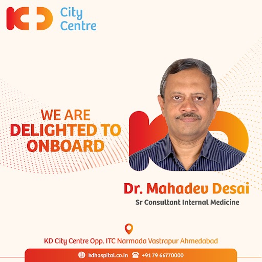 KD City Centre welcomes Dr Mahadev Desai, Senior Consultant Internal Medicine with over 35 years of experience. His areas of interest include Geriatric Medicine & Management of Diabetes & other metabolic conditions.
For appointments, Call Now on +91 79 66770000.

#KDCityCentre #KDHospital #medicine #medical  #physician #NABHHospital #qualitycare #doctor #hospital #doctors #healthcare #DAYCARE #WellnessThatWorks #YoursToMake #trendinginahmedabad #Ahmedabad #Gujarat #India