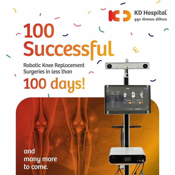 KD Hospital, Ahmedabad has set a new milestone by completing 100 Robotic Total Knee Replacement surgeries in just 100 days. We are delighted that our focus on delivering the best quality care and supporting patients in their recovery has led to this milestone. Through cutting-edge technology and skilled surgeons, we strive to provide world-class health care & achieve many more such milestones.

#KDHospital #100successfulsurgeries #Doctors #surgeon #wellness #goodhealth #robot #robotics #wellnessthatworks  #safety  #healthandsafety  #health #trendinginahmedabad #wellness #YoursToMake #Ahmedabad #Gujarat #India