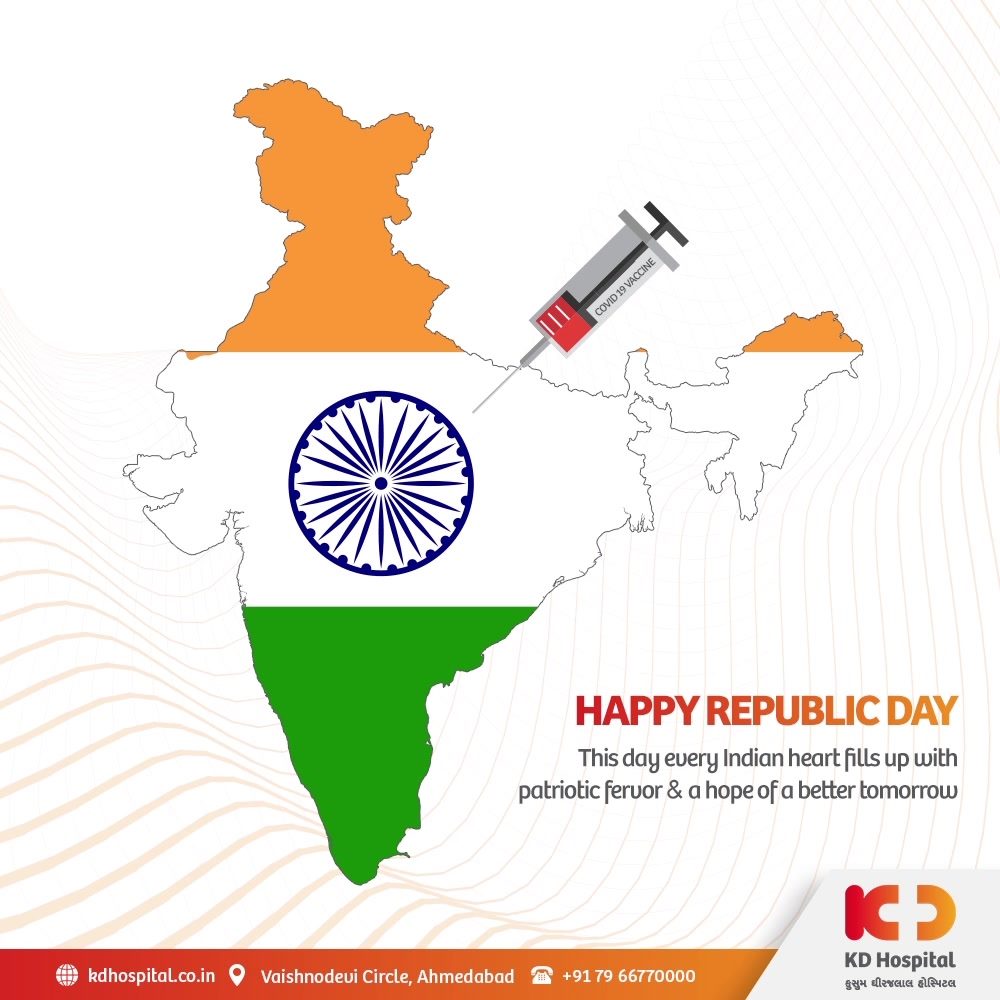 Let us make a pledge to our motherland that we will do everything that we can to rid it of all the evils. Come together and support Vaccination Drive for a COVID-19 free Nation. Happy 72nd Republic Day 2021

#KDHospital  #ImmunisedIndia