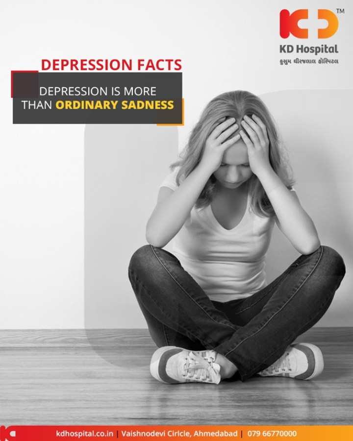 Sadness is a part of being human, a natural reaction to painful circumstances. All of us will experience sadness at some point in our lives. Depression, however, is a physical illness with many more symptoms than an unhappy mood.

#DepressionFacts #KDHospital #GoodHealth #Ahmedabad #Gujarat #India