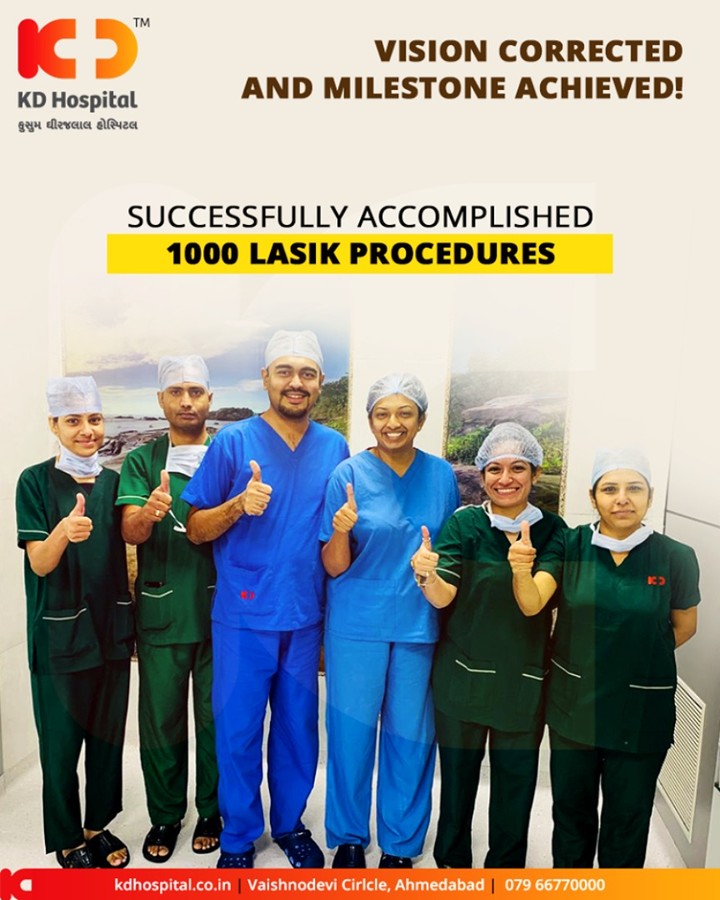 Vision corrected & milestone achieved! Envisioned with correcting the vision, our Ophthalmology Department has successfully accomplished 1000 LASIK procedures.

#Achievement #KDHospital #GoodHealth #Ahmedabad #Gujarat #India