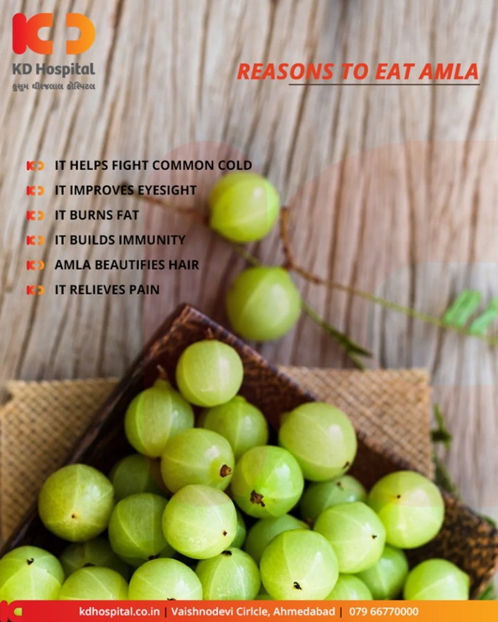 It has eight times more vitamin C than an orange, twice the antioxidant power of acai berry and around 17 times that of a pomegranate. The humble Indian gooseberry, commonly known as amla, truly deserves its superfood status.

#KDHospital #goodhealth #health #wellness #fitness #healthy #healthiswealth #wealth #healthyliving #joy #patientscare #Ahmedabad #Gujarat #India
