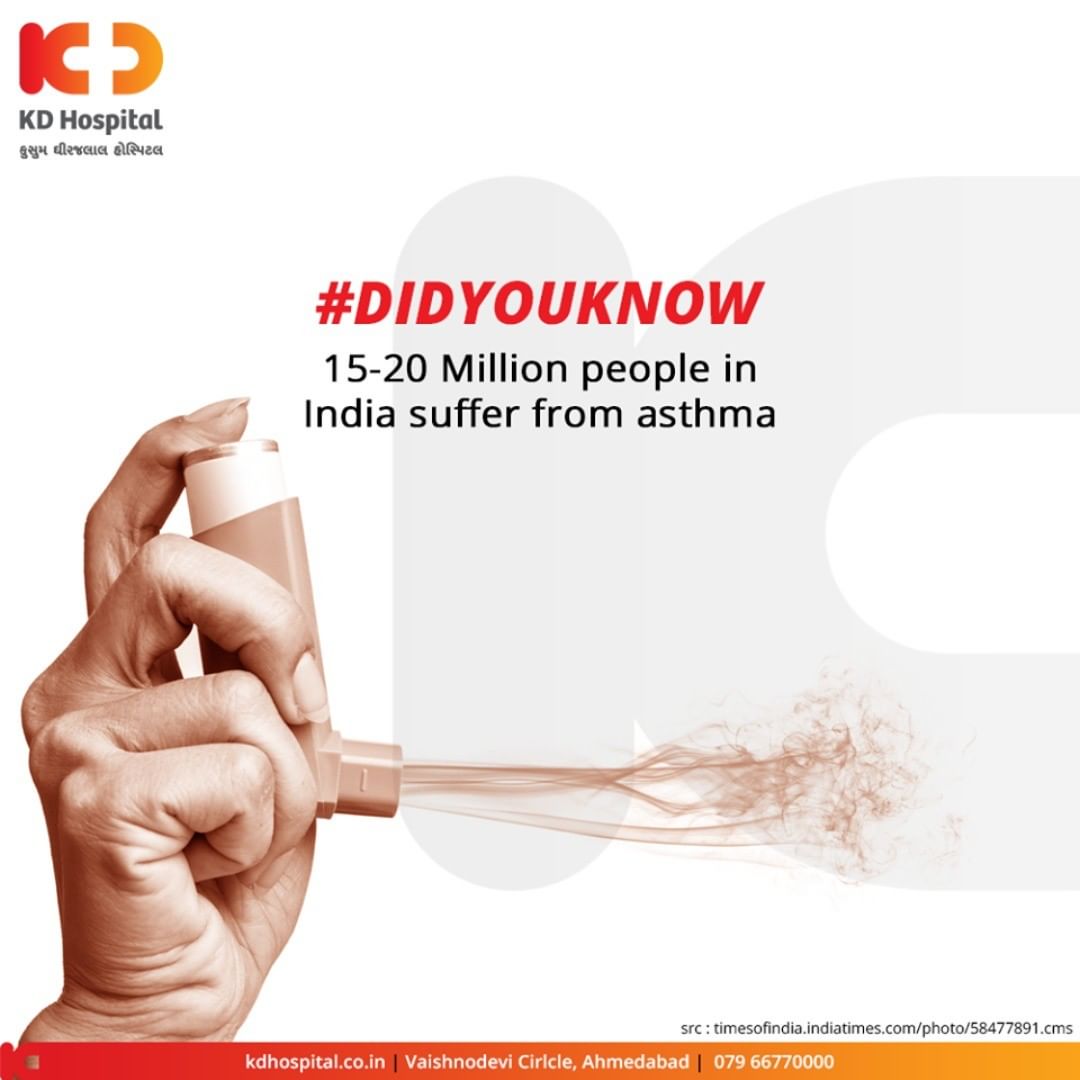 Did You Know?
15-20 million people in India suffer from asthma!

For appointment call: +91 79 6677 0000

#DidYouKnow #KDHospital #goodhealth #health #wellness #fitness #healthy #healthiswealth #wealth #healthyliving #joy #patientscare #Ahmedabad #Gujarat #India