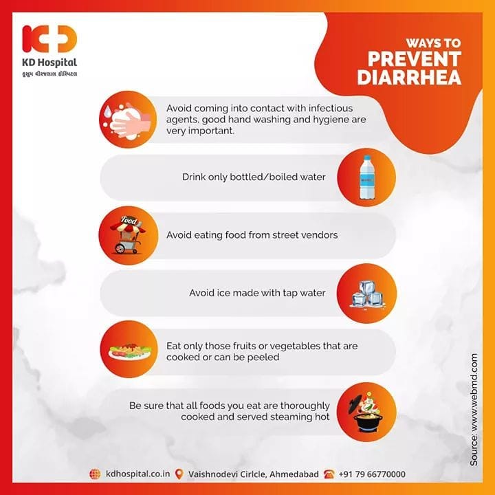 Here are 6 ways to prevent Diarrhea. Precaution is always better than cure. 

#KDHospital #goodhealth #health #wellness #fitness #healthiswealth #healthyliving #patientscare #Ahmedabad #Gujarat #India