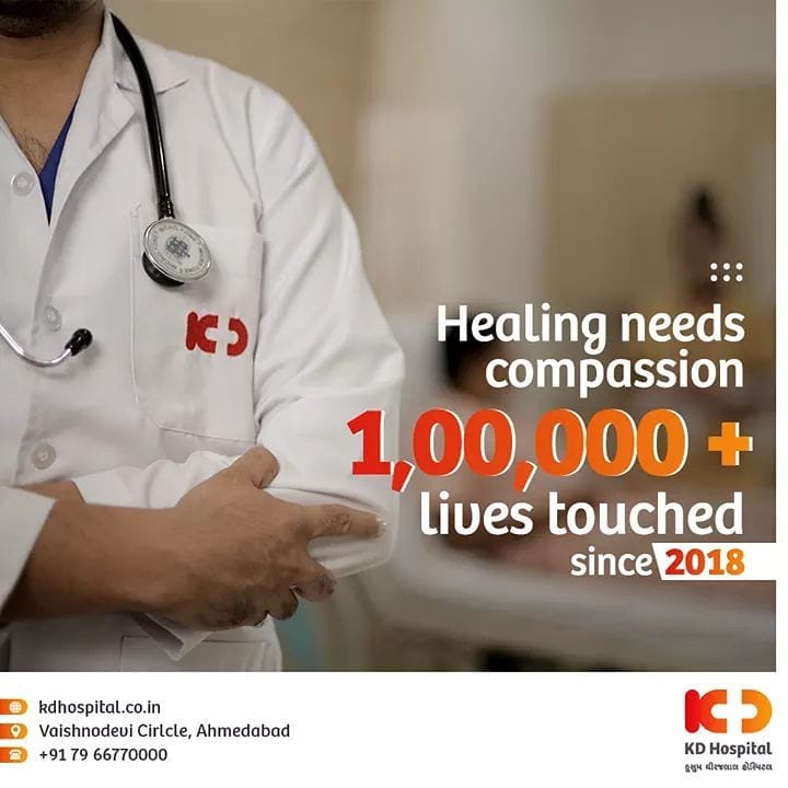 Healing needs Compassion and we are a team of Compassionate Doctors and Healthcare workers, willing to make this world a better place with Best in class Treatments and Utmost Care. We believe in the 'well being' of humanity which is achieved by Professional and Ethical comprehensive Healthcare. Since 2018, KD Hospital has touched the lives of more than 1,00,000 patients and it will always strive to maintain its mark of treating patients with compassion.

#BestinClassTreatments #100000patients #UtmostCare #TreatingPatients #Compassion #EthicalComprehensiveHealthcare #ComprehensiveHealthcare #CompassionateDoctors #doctorconsultation  #DoctorsOnline #KDHospital #GoodHealth #Health #HealthandWellness  #Wellness #Fitness #HealthisWealth #HealthyLiving #Patientscare #Ahmedabad #Gujarat #India