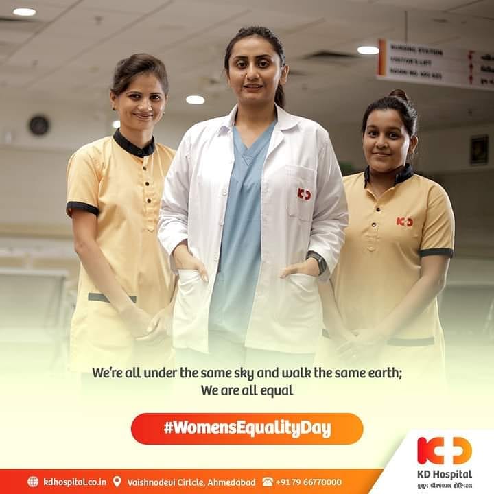 An Equal World is an Enabled World. We are all under the same sky and walk the same Earth, Equality should reside in everyone's heart.

#KDHospital #WomenEquality #GenderEquality #WomenEqualityDay #WomenEqualityDay2020 #Compassion #Hospital #goodhealth #health #wellness #fitness #healthiswealth #healthyliving #patientscare #Ahmedabad #Gujarat #India