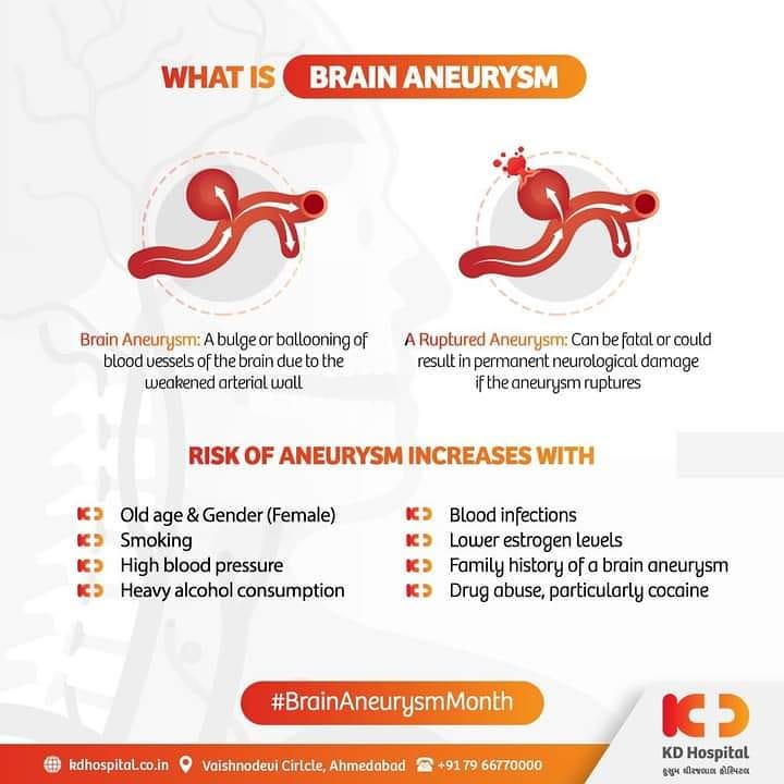 Brain aneurysms are predominant in a population with age group of 35 to 60 years, among which about 40% of the ruptures are fatal, causing the inability to have a balanced life overall. Acknowledge the fast facts about factors precipitating brain aneurysm and be a helping hand to the one requiring immediate attention. 

#KDHospital #MultiSpecialtyHospital #Compassion #Passion #Doctors #Diagnosis #Therapeutics #goodhealth #brainaneurysm #neurology #brainaneurysmsurvivor #brainaneurysmawareness #neurosurgery #brainsurgery #Ahmedabad #Gujarat #India