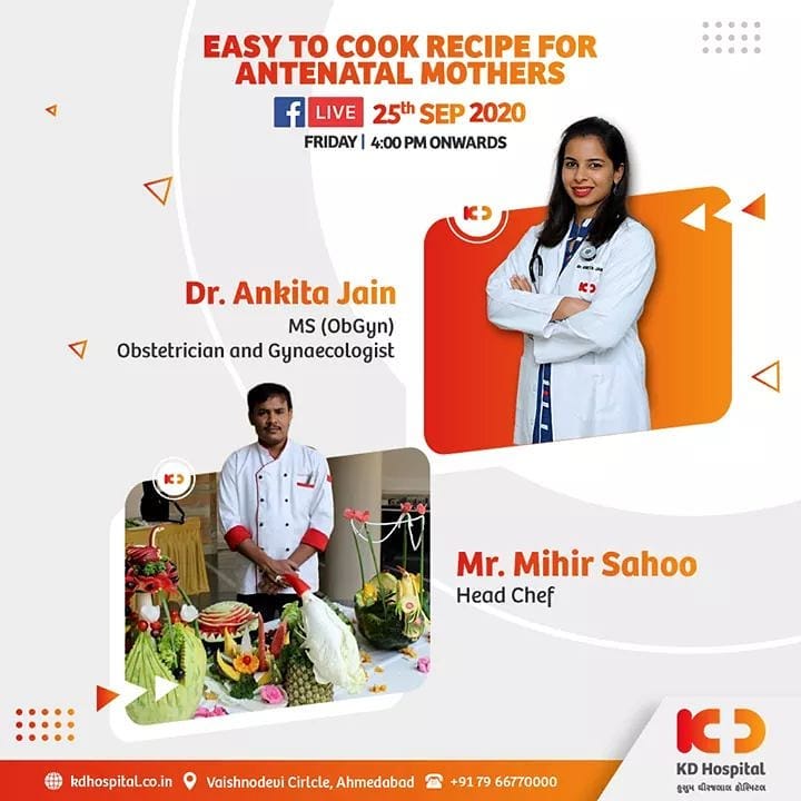 Nutrition is as important as at no other time before, during and after pregnancy. Having a healthy diet by diverse food recipes is vital to a healthy pregnancy. Dr Ankita Jain talks about nutrition for antenatal mothers while our head chef makes some easy recipe for them on our Facebook Live session at 4 PM, September 25, 2020. 

#KDHospital #goodhealth #health #wellness #doctor #pregnancy #antenatalcare #antenataldiet #diet #nutrition #healthylife #FacebookLive #SocialMediaMarketing #fertility #gynaecology #obstetrics #fitness #healthiswealth #healthyliving #patientscare #Ahmedabad #Gujarat #india