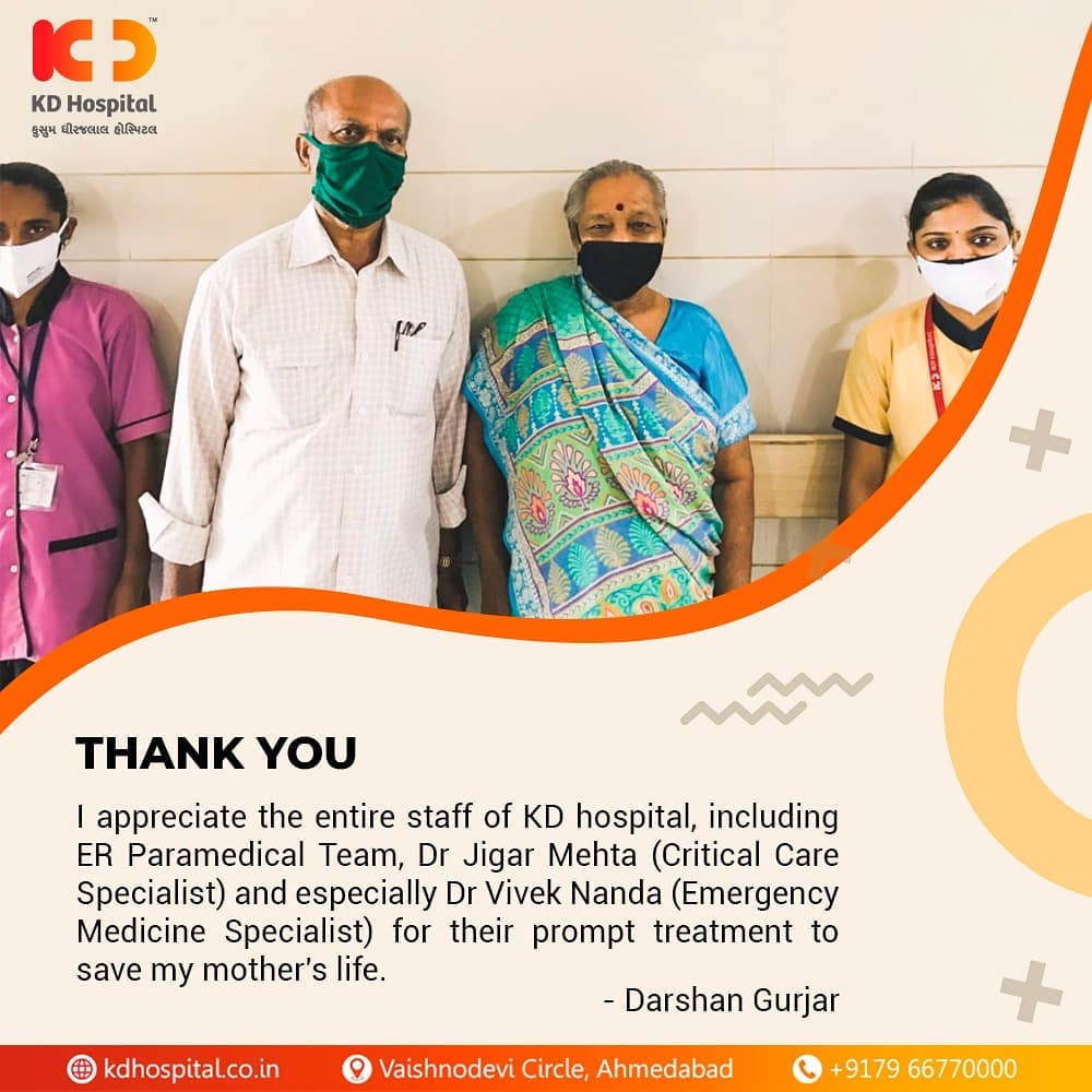 Darshan Gurjar, son of our patient Dayaben, appreciates services provided by K D Hospital: 
